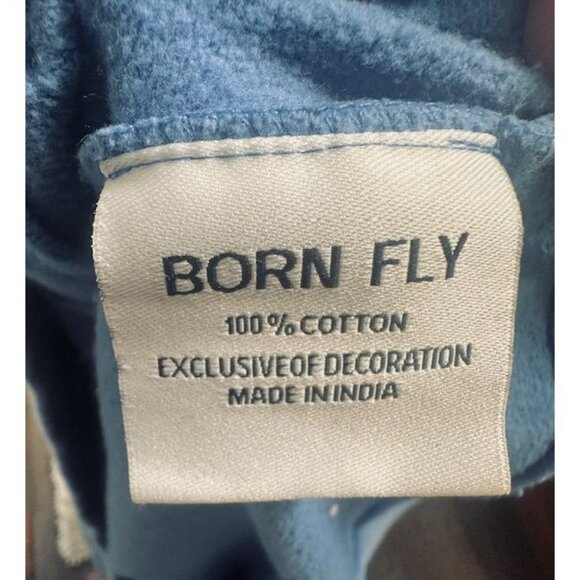 Born Fly Unisex Blue Hoodie Embroidered Polar Bear Cotton Pullover Sweatshirt XL - Picture 7 of 8